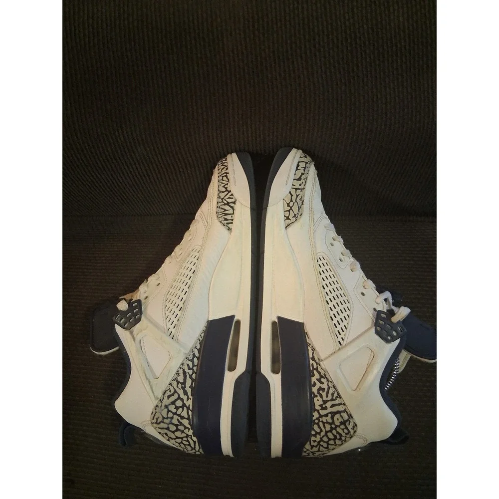 Nike Air Jordan Spizike Low White Midnight Navy Elephant Print Sneakers Mens 8.5